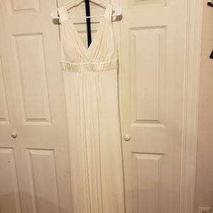 Off white Greek style David's Bridal dress